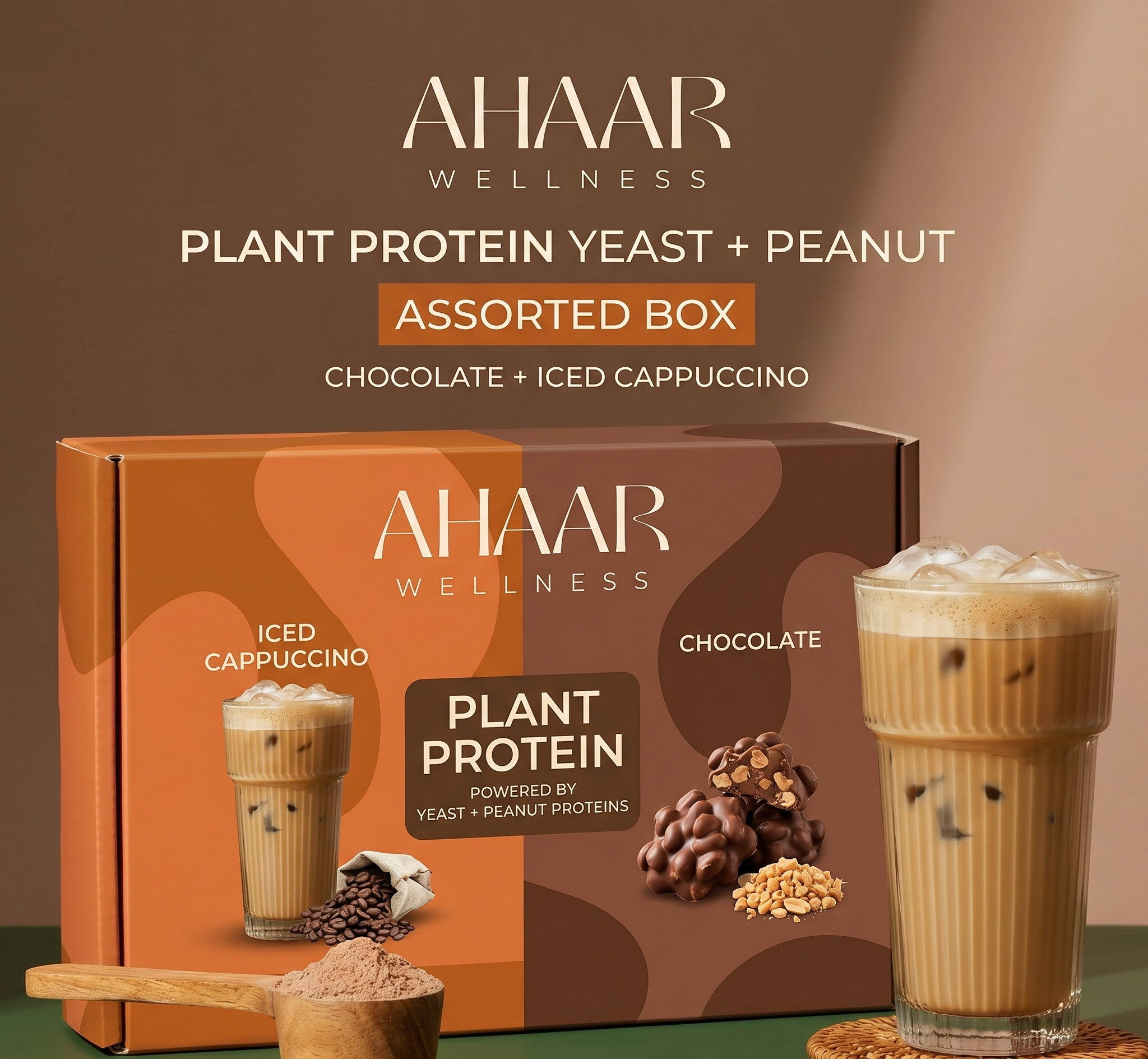 PLANT PROTEIN YEAST + PEANUT ASSORTEDBOX CHOCOLATE + ICED CAPPUCCINO